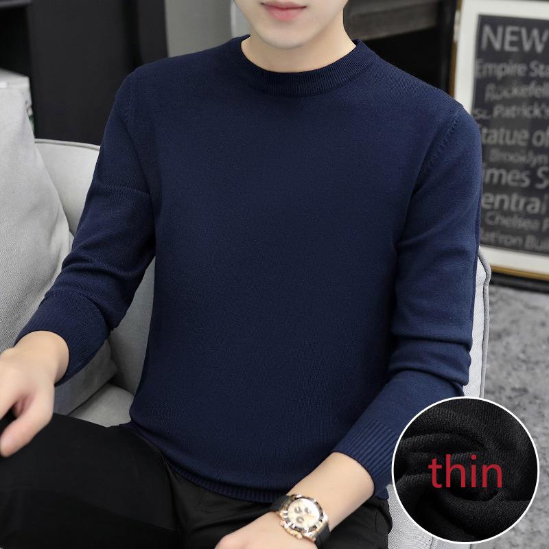 Мужской свитер с круглым вырезом, осень-зима, большой размер, свободный, сохраняющий тепло, свитер с длинными рукавами, вязаный свитер с черной нитью