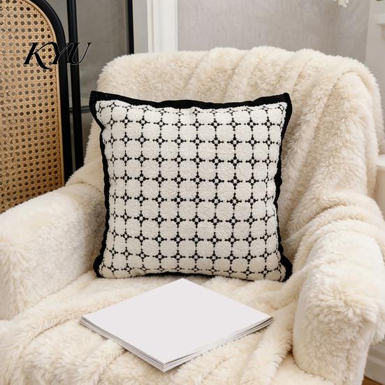 Modern Home Decor Cushion Covers Embroidered Cover, Geometric Throw Pillow Artistic Soft Cases for Sofa Case Bedroom Living Room, 18 x Inches Bed