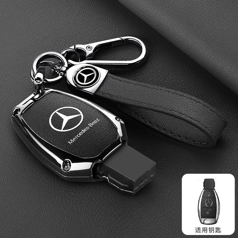 XUY2 Leather Car Smart Key Cover Case Protector For Mercedes Benz A B C S Class AMG GLA CLA GLC W176 W221 W204 Accessories Keychain