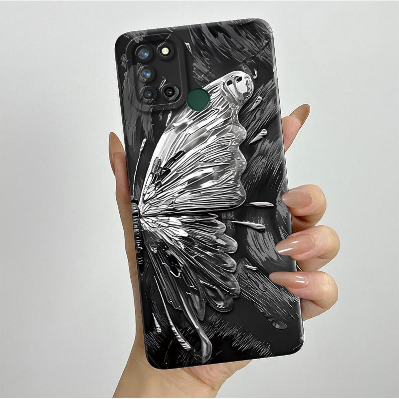 Phone Case For Realme 7I RMX2103 C17 Shockproof Case For Realme C17 Pretty Flowers Liquid Soft Silicone Back Cover Bumper Fundas