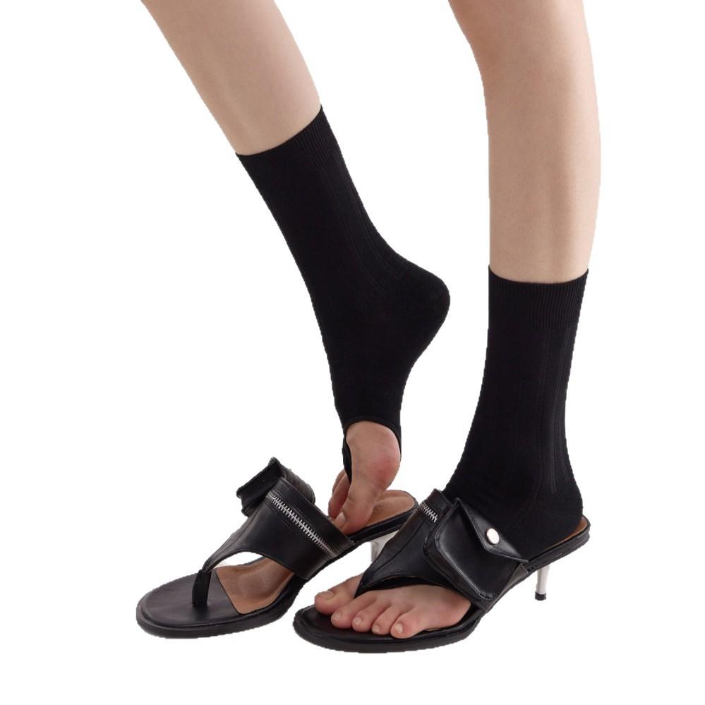 White Simple Casual Open-Toed Socks Women'S Thin And Versatile Japanese Vertical Striped Ballet Y2K Spice Girls Pinch Socks
