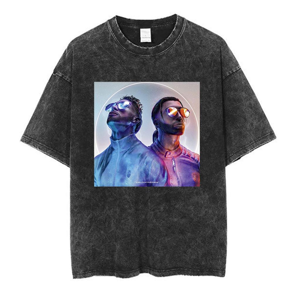 Le Monde Chico Винтажная футболка с варкой Qlf PNL Французский рэп Хип-хоп Футболки Мужские/Женские Хлопковые Повседневные Футболки Оверсайз Уличная одежда