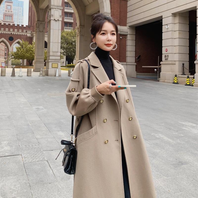 Women's Atmospheric Woolen Coat, Women's Winter Korean Style Loose Mid-length Temperament Commuter Woolen Coat