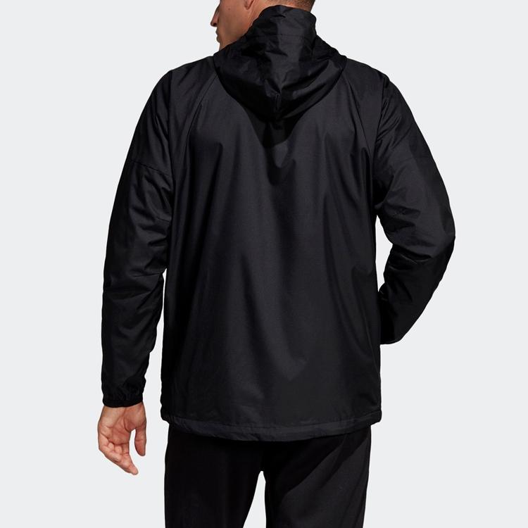 adidas Мужская ветрозащитная спортивная куртка с капюшоном, черная DZ0052