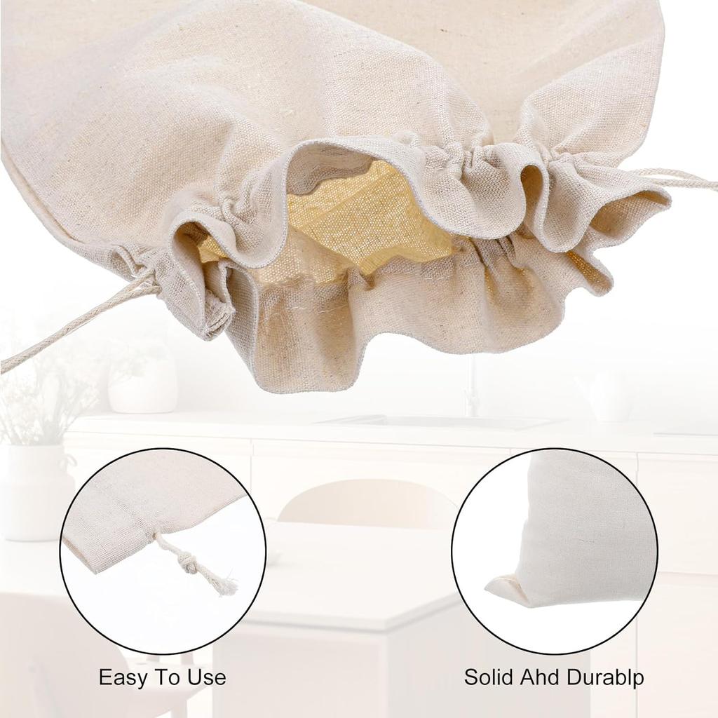 Ouligay 2 Pack Bread Bags Reble Set Linen Drawstring Sourdough Bags for Homemade Bread Storage, Eco-Friendly & Durable, 15.75" x 11.81"