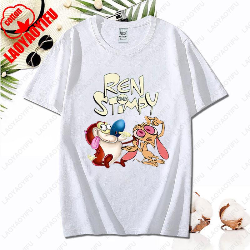 90s Ren Stimpy Show Nickelodeon Nicktoons Dial Cartoon Tshirt Vintage Classic Fashion Streetwear Cotton All Match Unisex Tees