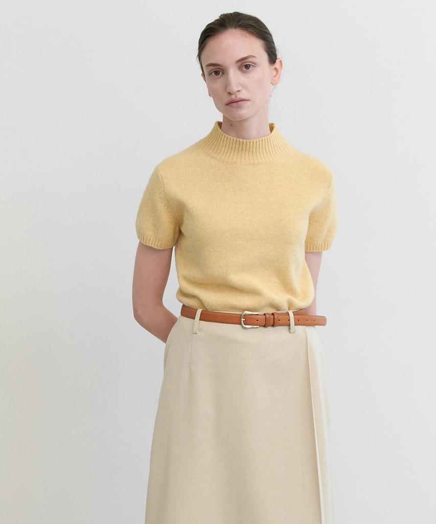 STEP AROUND Mar Crop Half Knit_Mustard