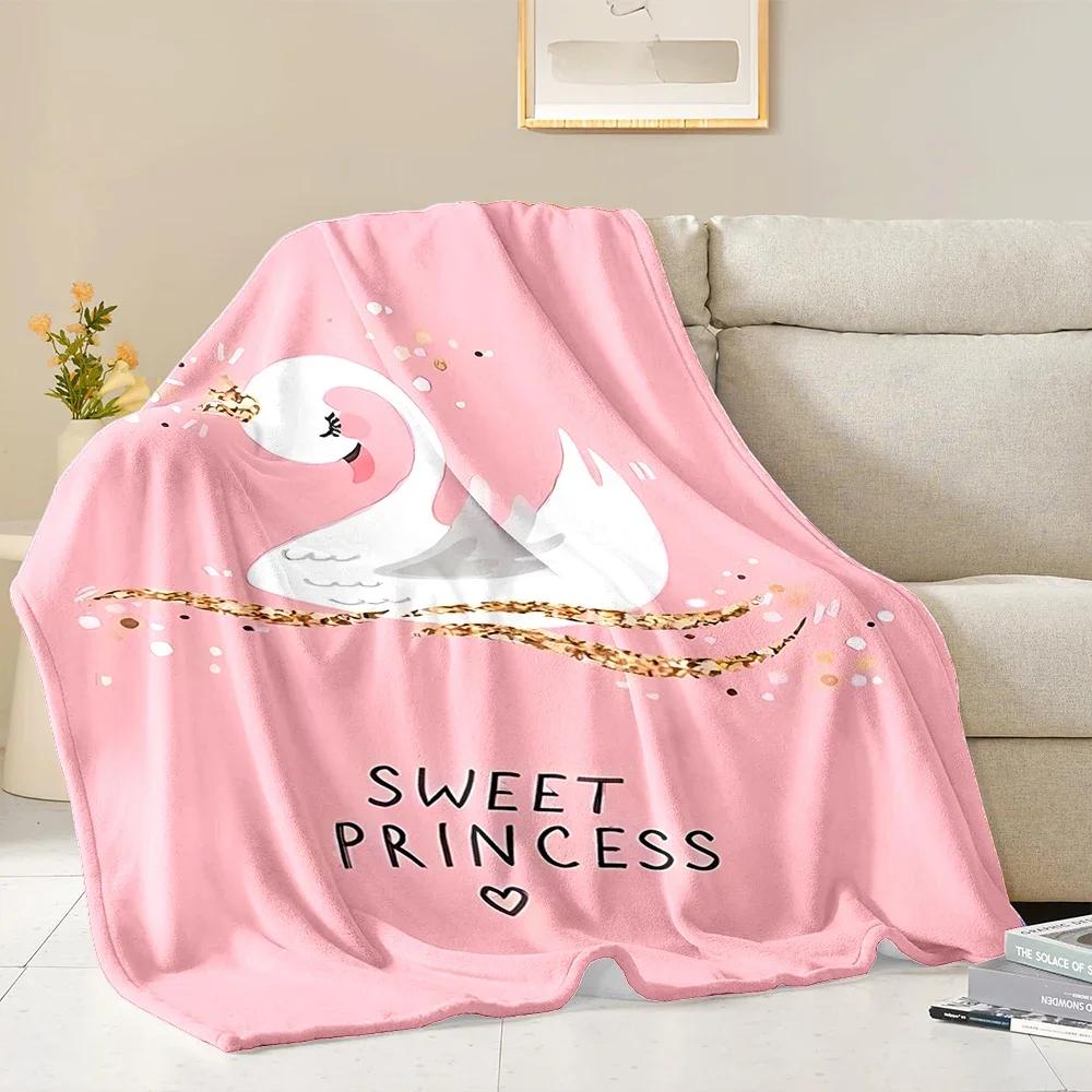 Warm and Comfortable Swan Soft Blanket Sofa Bed Cover Four Season Soft Fluffy Quilt Blanket Flannel Throw for Outdoor LeisureNap