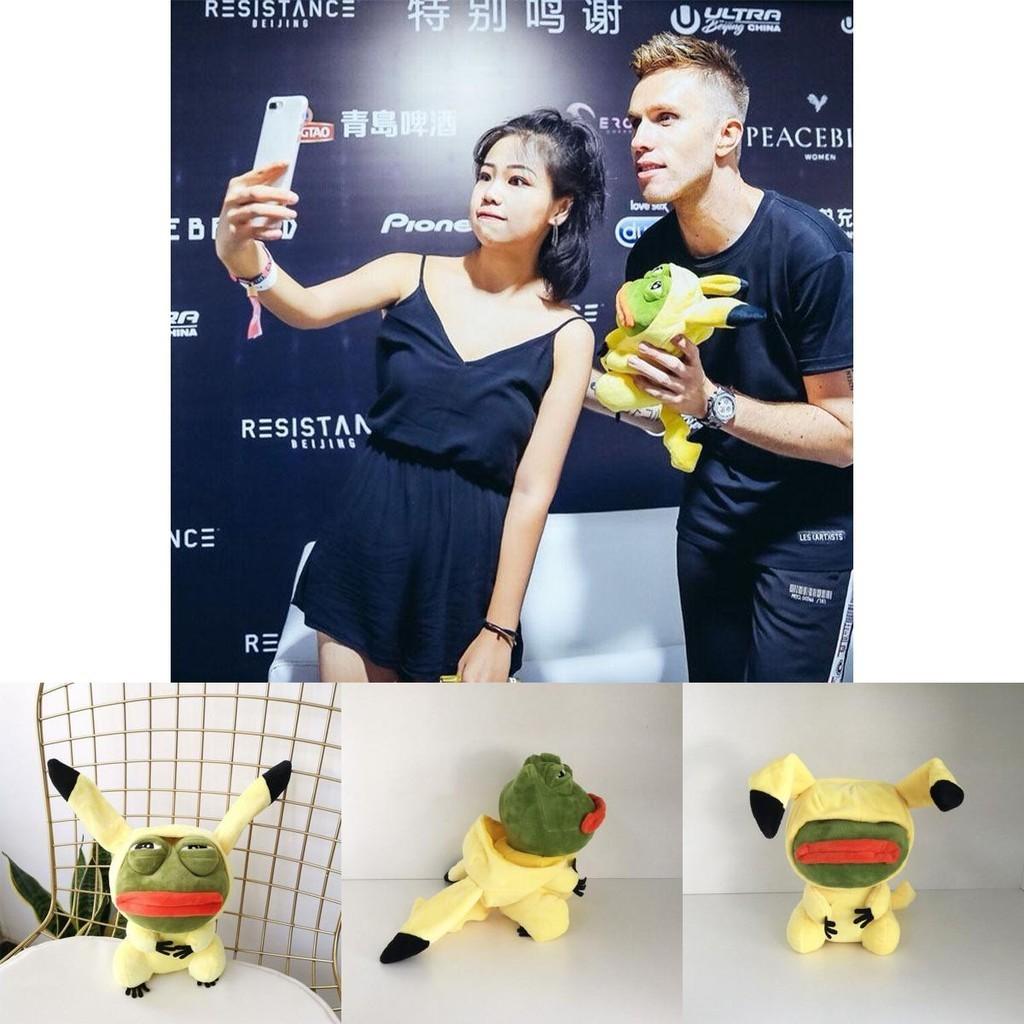 Adorable New Pokemon Anime Pikachu Plush Featuring Sad Frog For Kids 15 Inch Size