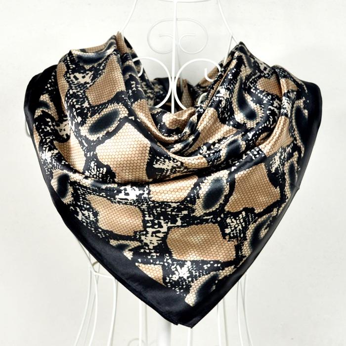 [BYSIFA] Navy Blue Chinese Roses Large Square Scarves New Female Elegant Large Silk Scarf Fashion Ladies Accessories 90*90cm