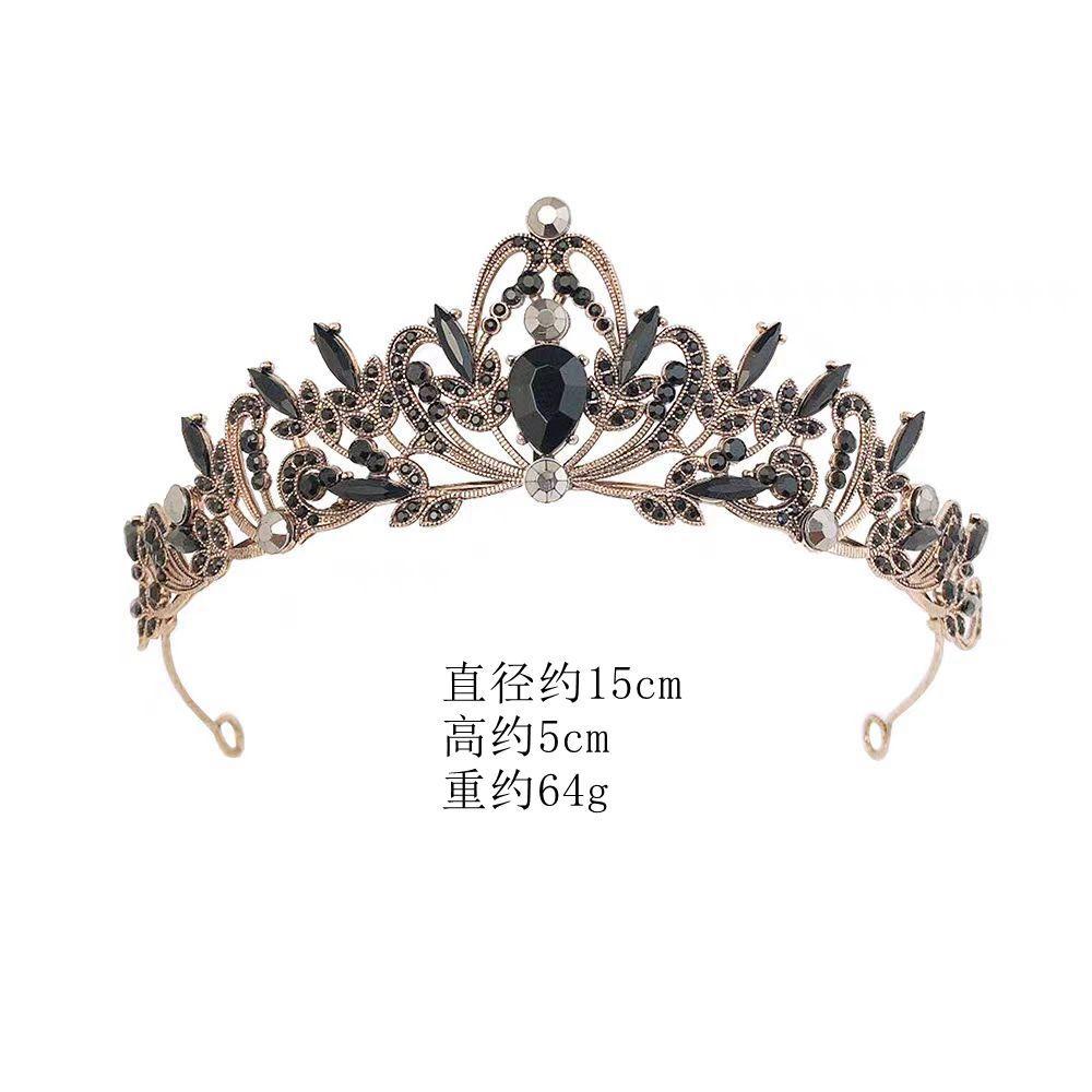 Birthday Crown Baroque Premium Muse Hepburn Style Wedding Bride Black Crown Headgear Princess Hair Accessories