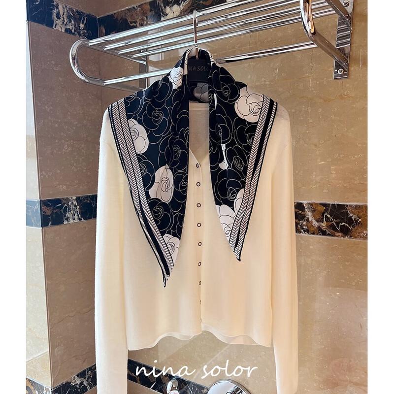 NINA SOLOR Classic Camellia Silk Scarf