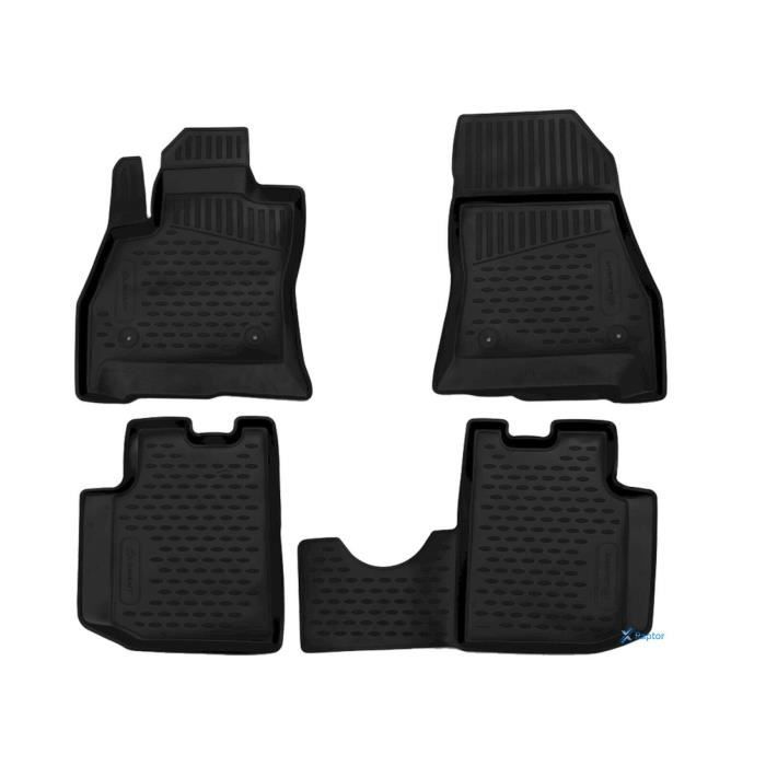Tapis De Sol En Caoutchouc 3D Exclusive J&J AUTOMOTIVE Fiat 500L, Noir, Sur Mesure, Antidérapant