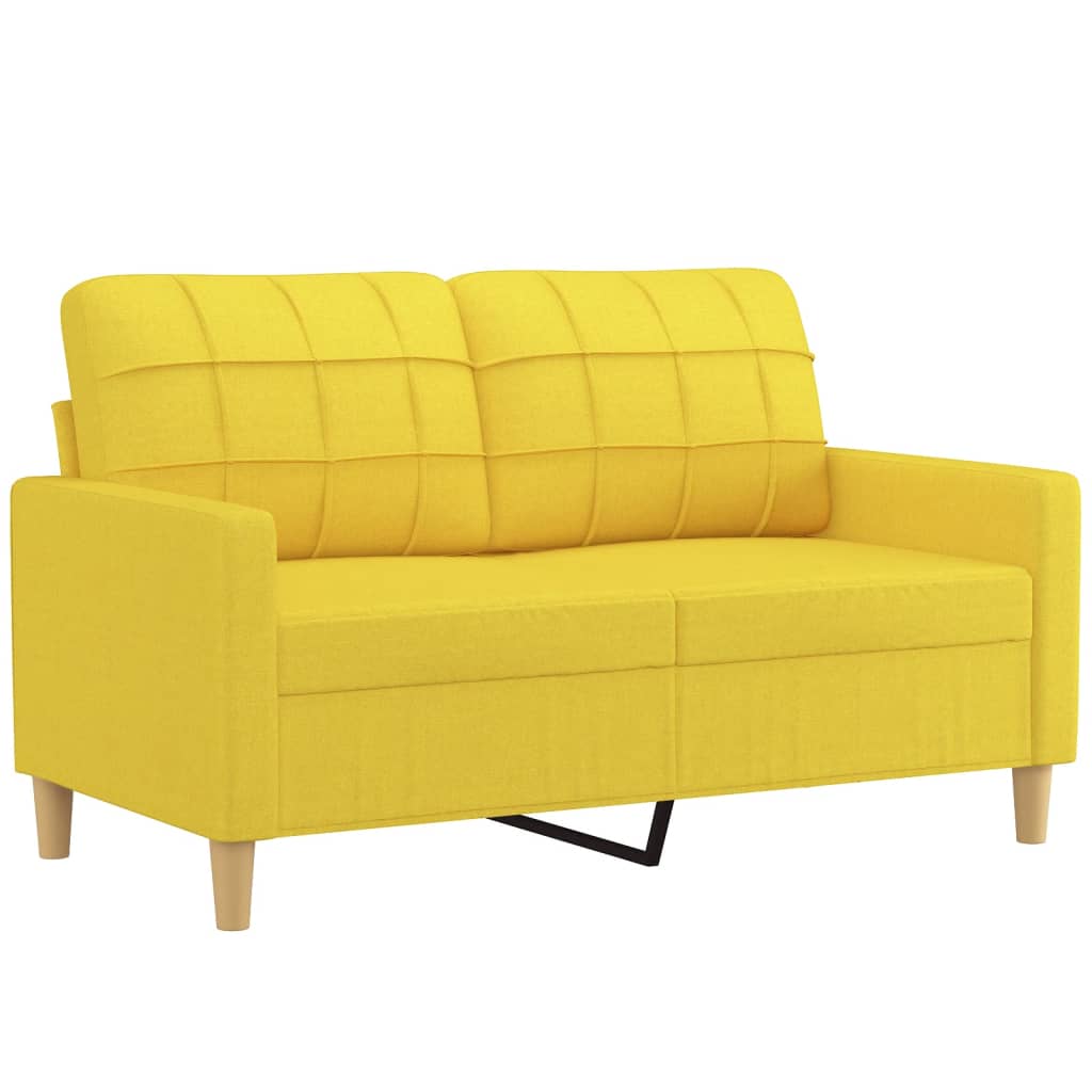 Vidaxl 2-Osobowa Sofa Z Poduszkami, Jasnożółta, 120 Cm, Tkanina