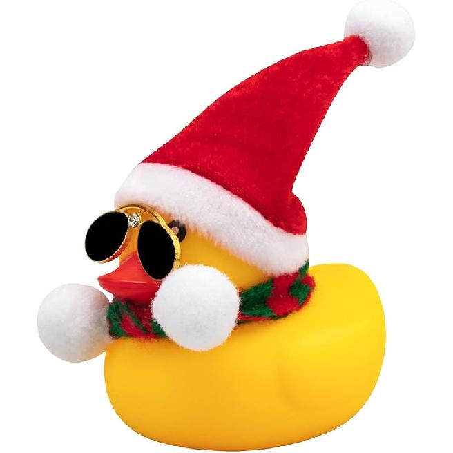 wonuu Rubber Duck Car Ornaments Yellow Duck Car Dashboard Decorations with Propeller Helmet for Christmas Decor and Home Decorations for Adults