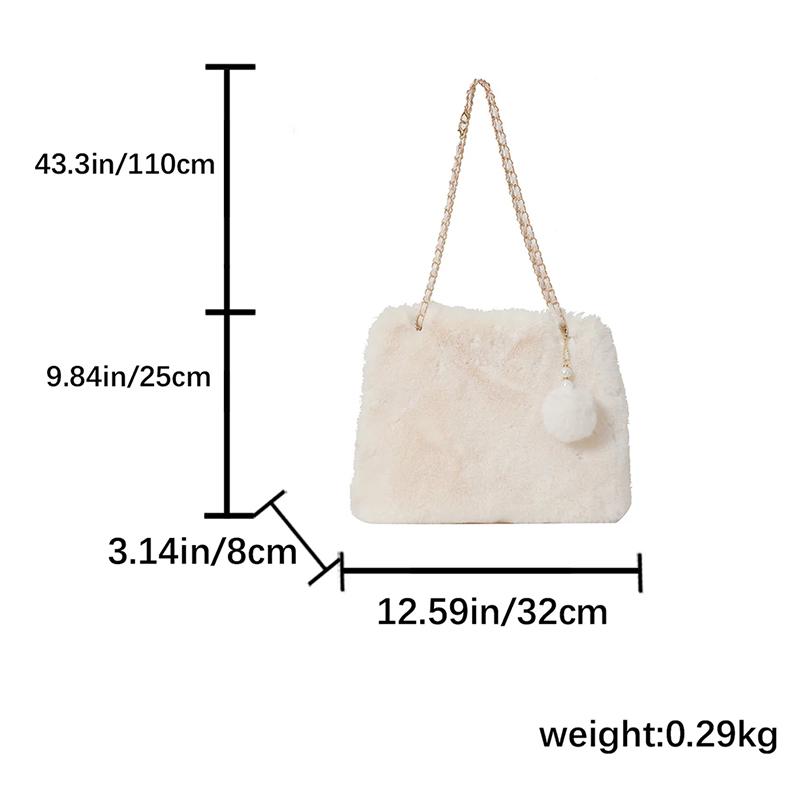 Женская пушистая сумка через плечо, мягкая плюшевая сумка-портфель из искусственного меха с подвеской, большая вместимость, женская модная дорожная сумка