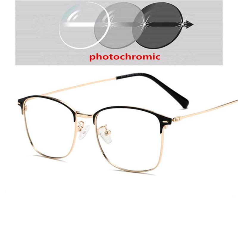 Sun Photochromic Lens Square Nearsighted Glasses Anti Blue Light Computer Prescription Eyeglasses Diopter 0 to 4 0