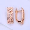 LSOOYH серьги-клипсы цвета розового золота, модные серьги для женщин, квадратные серьги-гвоздики с кубическим цирконием, ювелирные изделия