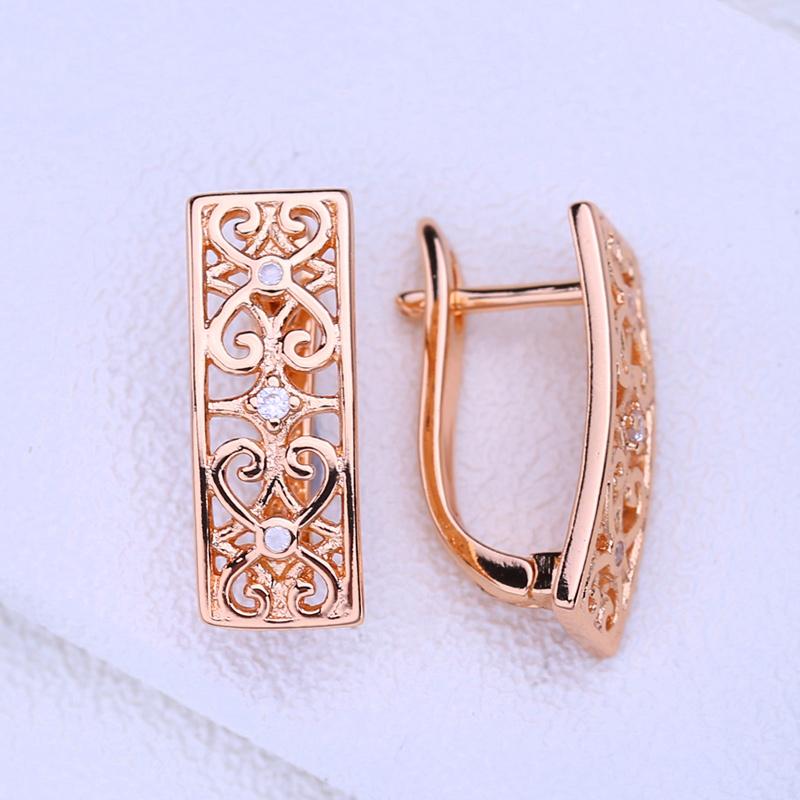 LSOOYH серьги-клипсы цвета розового золота, модные серьги для женщин, квадратные серьги-гвоздики с кубическим цирконием, ювелирные изделия