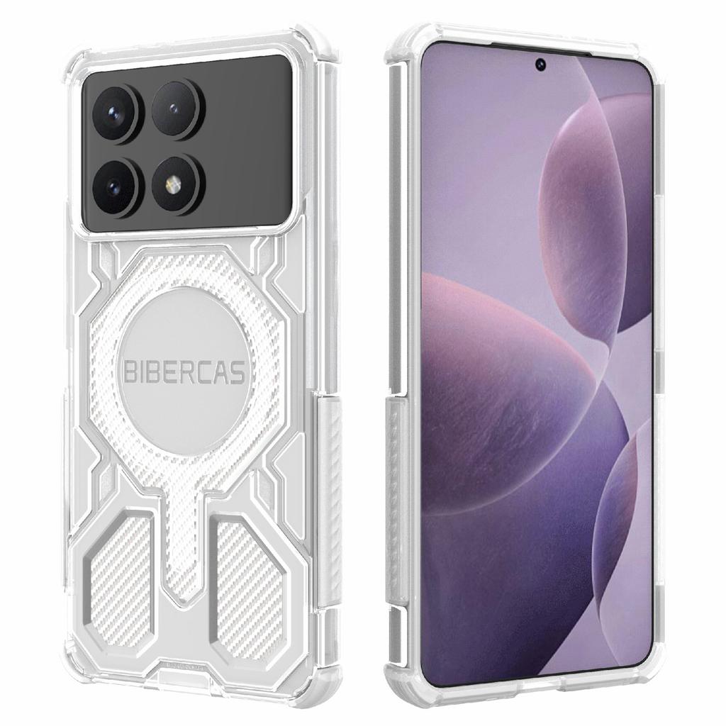BIBERCAS J-16 Transparent Series Phone Case For Xiaomi Poco F6 Pro 5G/Redmi K70 5G/K70 Pro 5G Compatible with MagSafe TPU+PC Cover