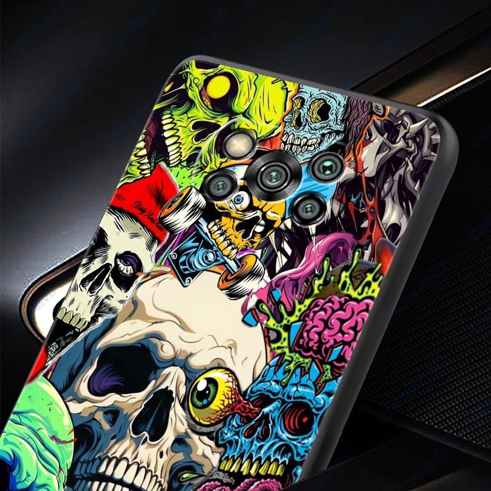 Skeleton Skull Phone Case for Xiaomi Poco F7 F6 F5 F4 F3 X6 X5 X4 X3 NFC F7 Ultra M4 C51 C55 GT 5G Soft TPU Cover Fundas Capas