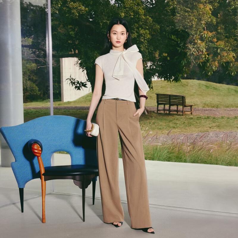 Veromoda Женский топ с коротким рукавом и бантом из смеси лиоцелла