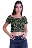 Printed Boat Neck Womens Sexy Summer Tops Zip Front Viscose Crop Top