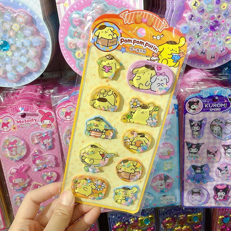 6Sheets DIY Sanrio 3D Shake Sticker Cute Anime Kawaii Notebook Album Diary Handbook Decorationfor Student Stationery Kids Toy