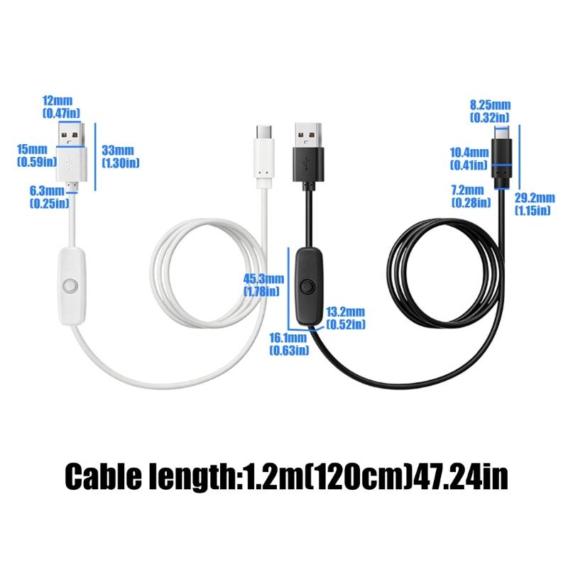 Гибкий ПВХ USB на USB C Шнур питания с регулировкой мощности и переключателем 501Button Идеально подходит для настольных ламп и USB-вентиляторов