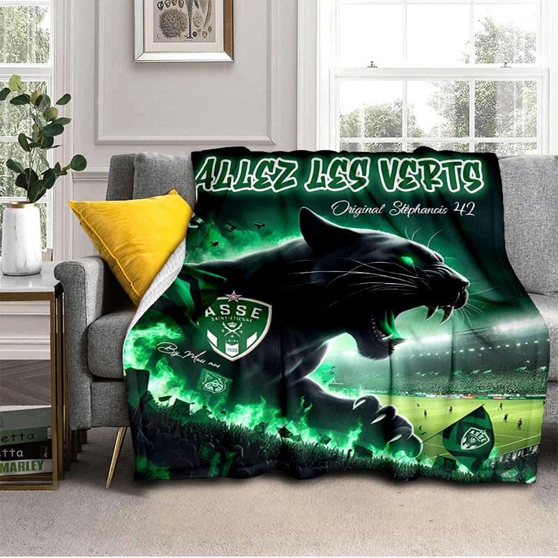 Green Saint-Etienne Football Blanket Lightweight Ideal Bedding Blanket Perfect for Travel, Living Rooms, Offices, Sofas, Fan Christmas gift