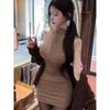 Корейское Высококачественное Женское Сексуальное Облегающее Платье без Рукавов с Высоким Воротником