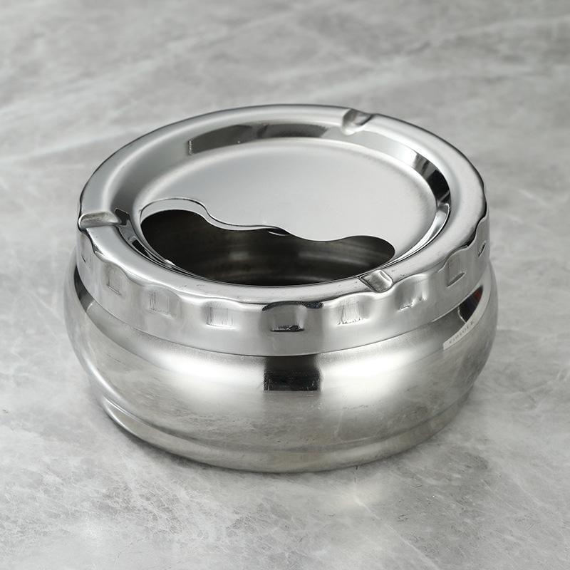 Stainless Steel Ashtray with Windproof Lid Rust Proof Easy to Clean 3 Sizes for Home Outdoor Hiking Travel Use