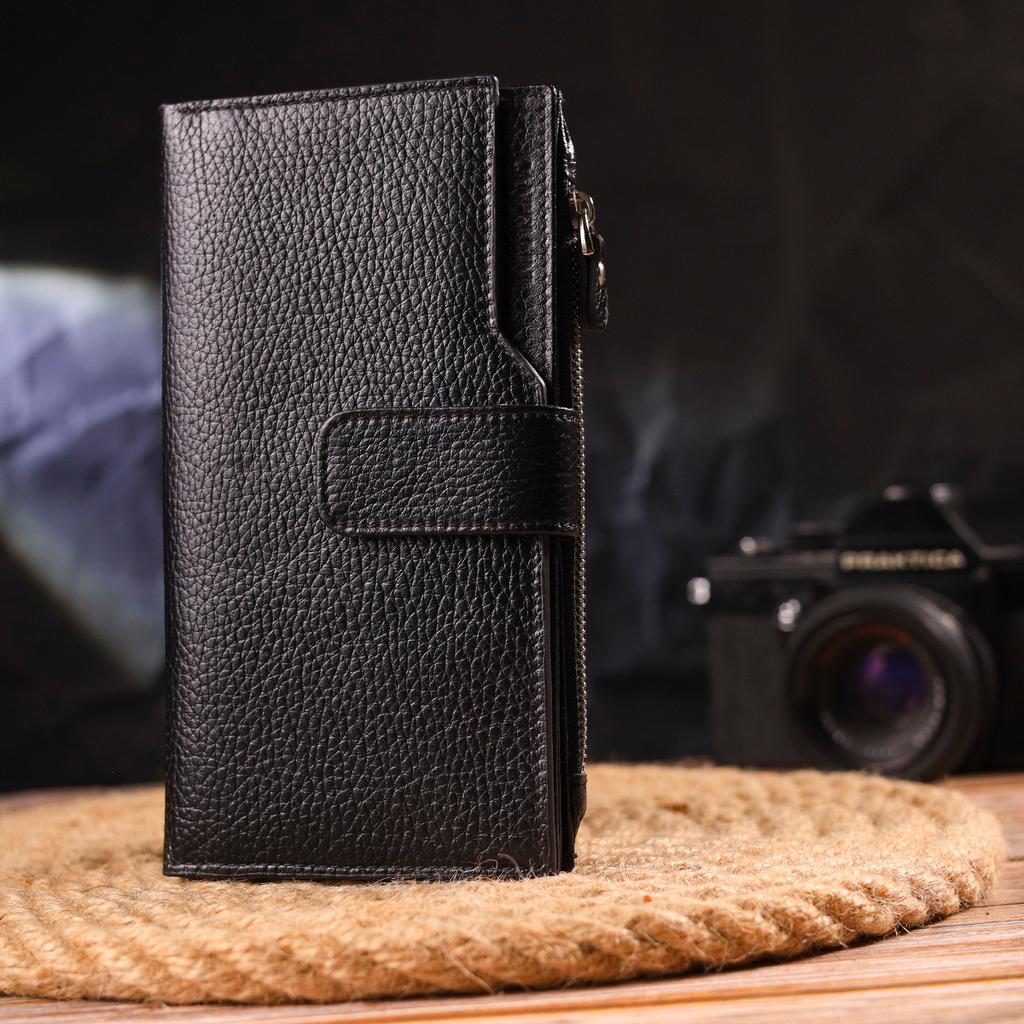 Женский вертикальный кошелек из натуральной кожи CANPELLINI Wallet 21641 Черный