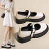 Thick-soled Mary Jane Small Leather Shoes Women's 2024 Spring and Autumn New Round Head Baida Single Shoes Casual One-word Buckle Loafers