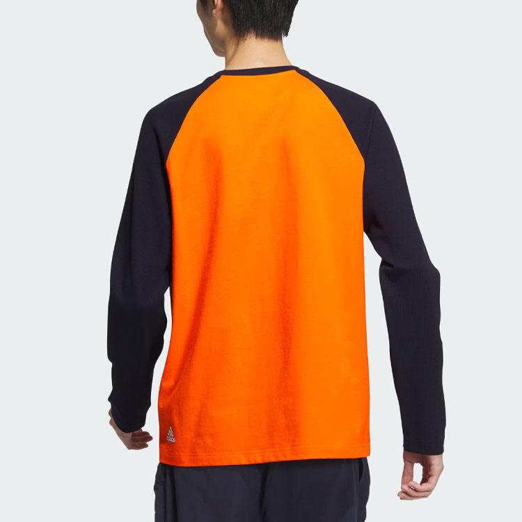 Adidas Letter Embroidery Color Block Sports Casual Long Sleeve Printed Raglan T-Shirt Men T-Shirts Half-Impact-Orange JI6850