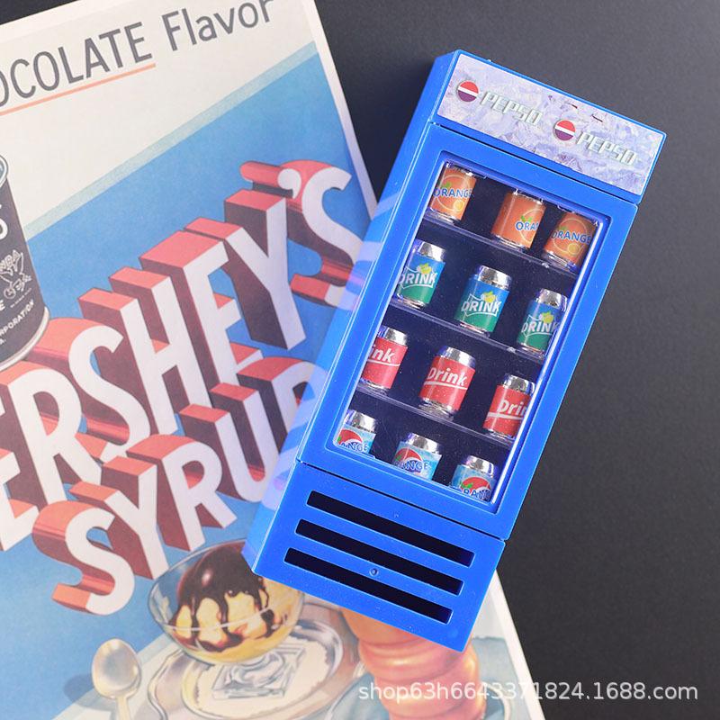 Mini Supermarket Refrigerator Sticker Cabinet Model Toy Micro Scene Diy Doll House Food Play Accessories Miniature Bottle