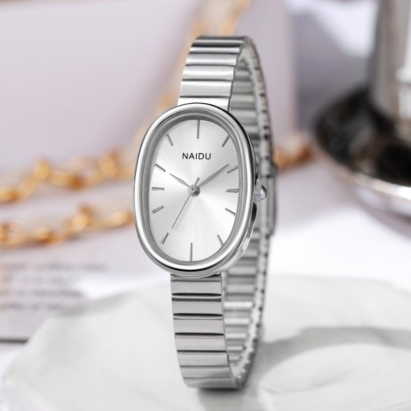 Oval Dial Bamboo Strap Women's Quartz Watch Stainless Steel Luxury Design for Girls Gift