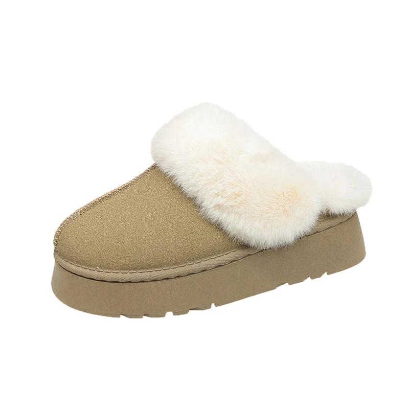 2024 Brand Women's Shoes Baotou Women's Slippers Fashion Short Plush Daily Slippers Women Winter Keep Warm Solid Flat Slippers