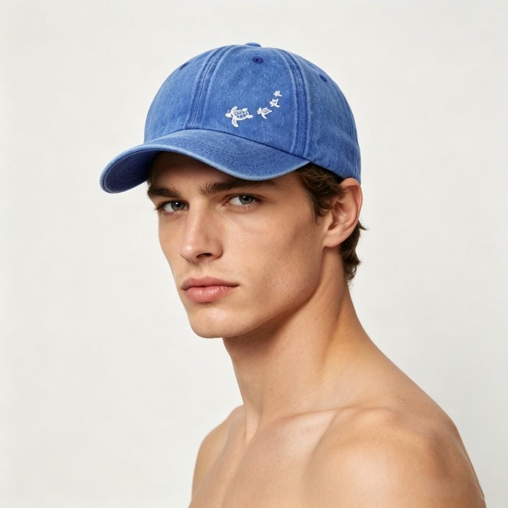 Minimalist Style Turtle Print Baseball Cap Soft Cotton Trucker Hat Washed Baseball Cap For Adults