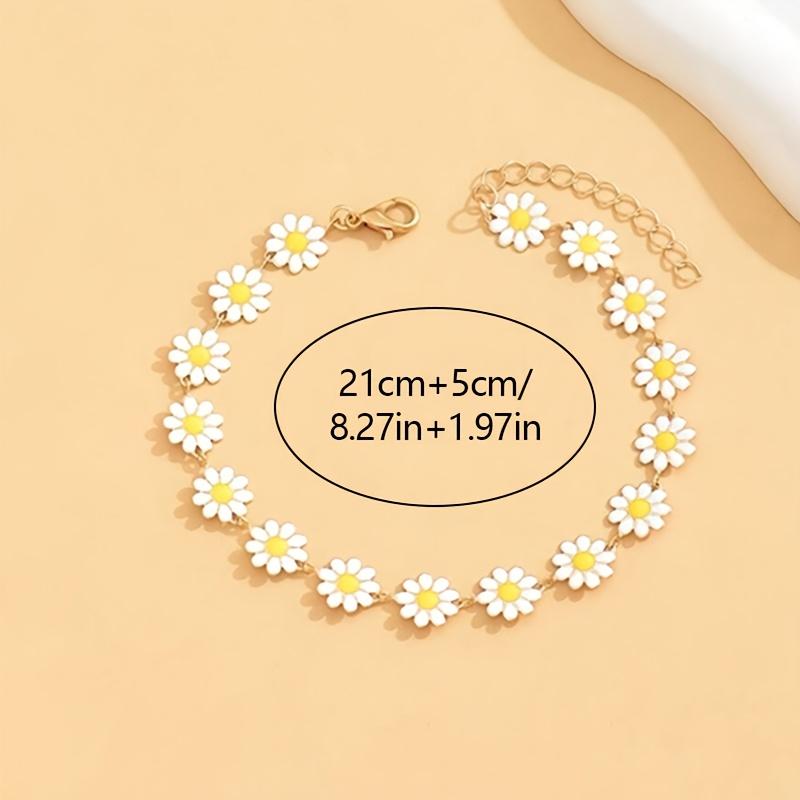 Summer Style Golden Daisy Chain Anklet for Women, Cute & Fresh