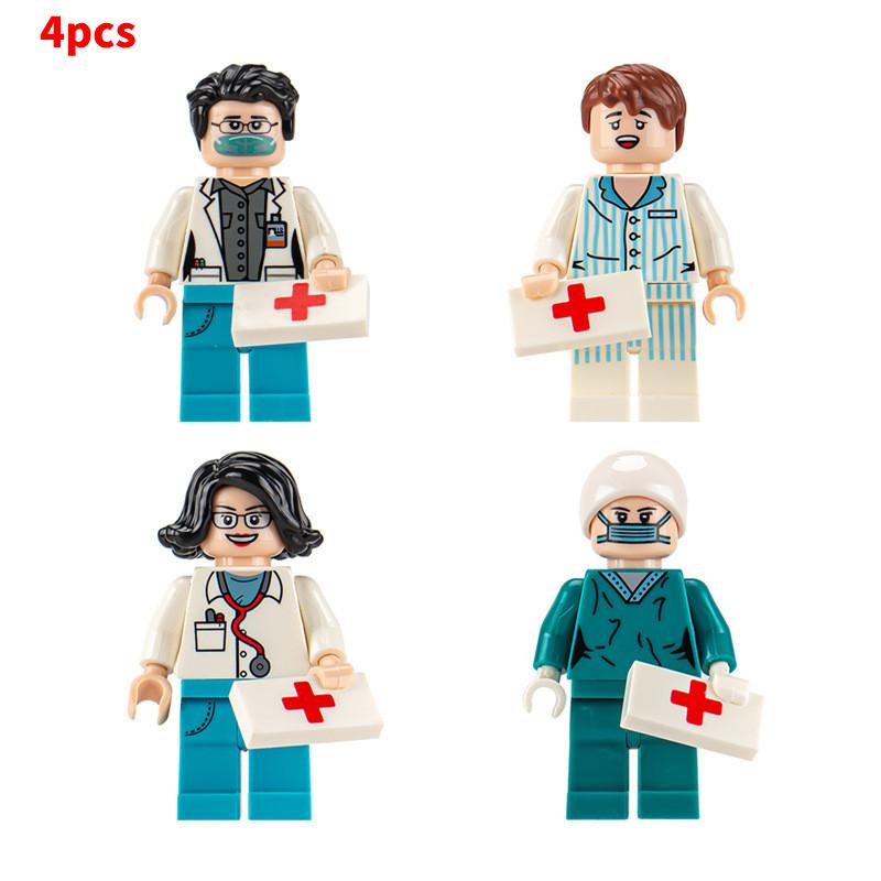 Набор мини-фигурок Городской профессиональный инженер и пожарный, строительные блоки для детей