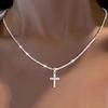 Women Necklace Cross Pendant Shimmering Surface Adjustable Length Neck Jewelry Daily Wear Gifting Lightweight Lady Clavicle Necklace