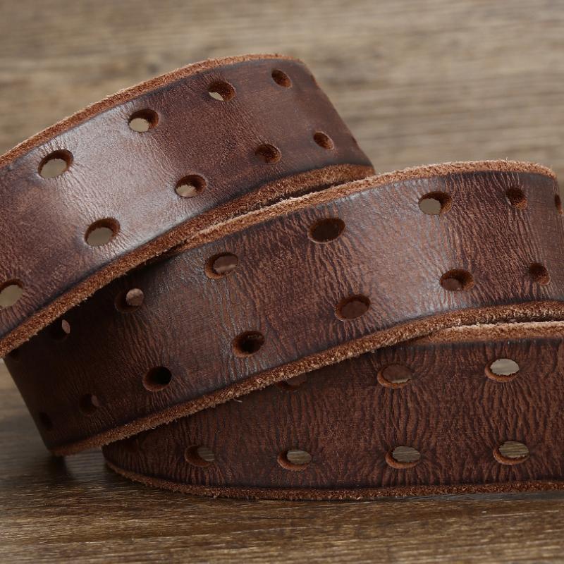 Men's Belt, Genuine Leather Belt, Men's Casual Retro Pin Buckle, Glossy First Layer Cowhide Lazy Belt