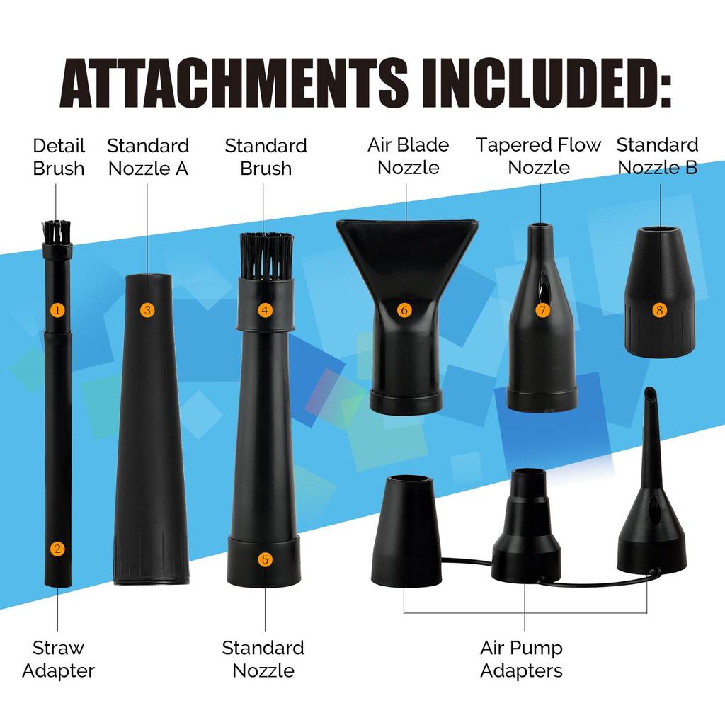 XPOWER A-2B Cyber Duster Cordless Multi-Use Rechargeable Powered Air Duster, Canned Air Replacement, Blower, Dryer, and Air Pump