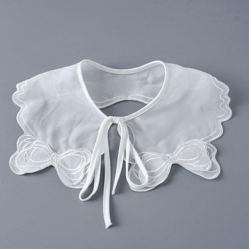 Fashion Scarf Fake Collar Shirt Women Detachable Collar Lace Neckline Women False Collar Tie White Faux Col Clothes Accessories