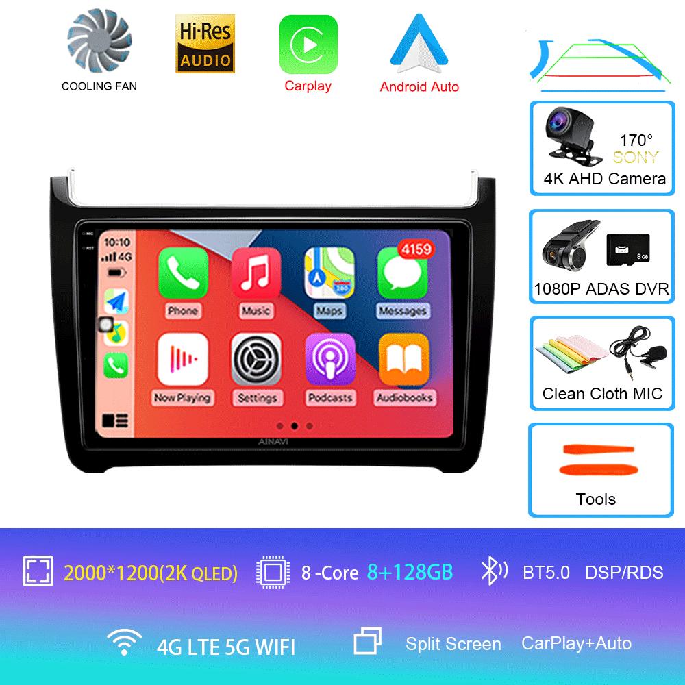 Автомобильное радио Android 14 Carplay 4G+Wifi для Volkswagen VW polo 5 sedan 2008-2020 Мультимедийный плеер Стерео GPS 2 Din DVD Головное устройство