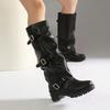 Пряжка для ремня Высокие брюки Сапоги Винтажные ботинки Dr. Martens Римские сапоги Толстые ботинки на среднем каблуке 40-45 Большие размеры Сапоги