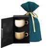 [Set] 2-Piece Set (RIVERET Coffee Cups, 250ml, Bamboo, Dishwasher Safe, White/Brown, RV-206WB, Pair, with Ribbon Gift Bag)
