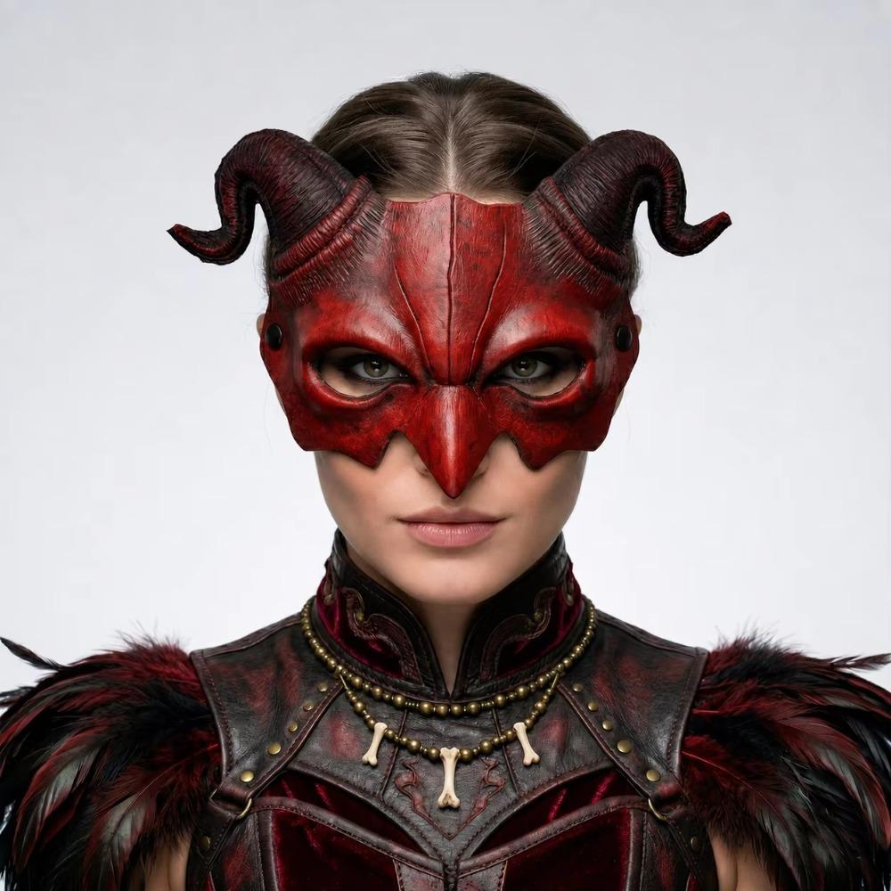 Cosplay Party Horned Devil Mask Pu Foam Festival Party Mask Creative Half Face Mask Halloween