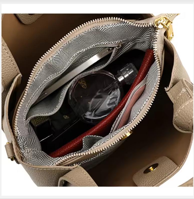 Ретро мода простая новая текстура большая вместительная сумка на плечо женские сумки портативная сумка-ведро